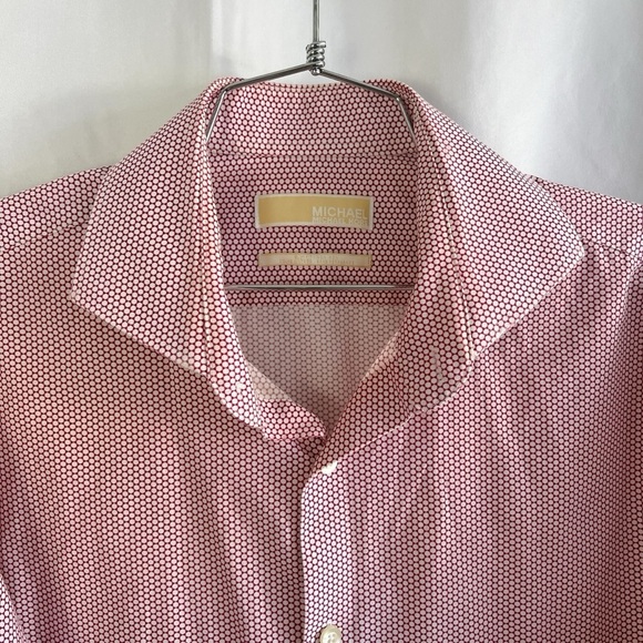 MICHEAL KORS RED WHITE DRESS SHIRT SLIM FIT  COTTON BUTTON DOWN SHIRT MEN 16 1/2 - Picture 7 of 10